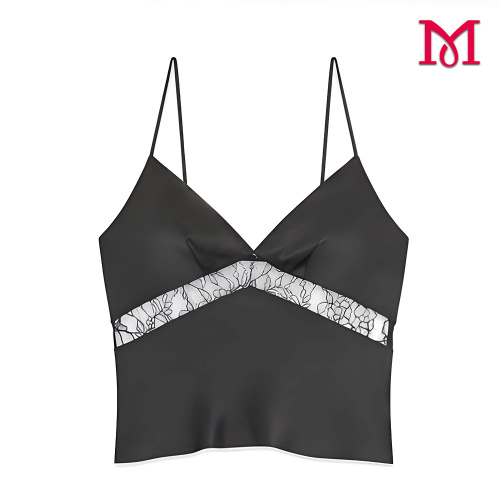 Camisola de encaje negra elegante para mujer