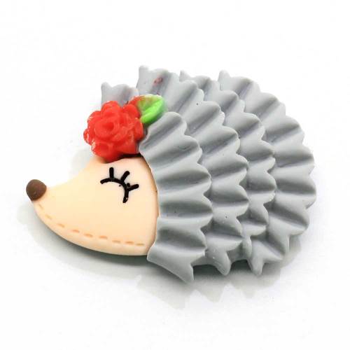 Kawaii Hedgehog Resina Cabochon Animale artificiale Fai da te Artigianato Fata Giardino Ornamento Ragazze Donne Moda Gioielli Decorazione