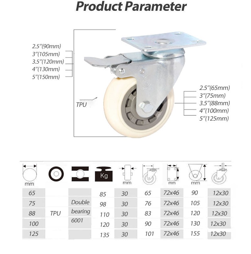 Polyurethane Brake Caster