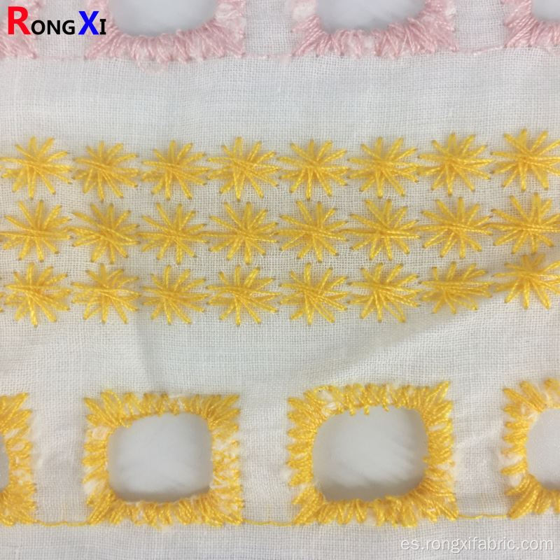 Nuevo diseño de tela de bordado de borde de algodón