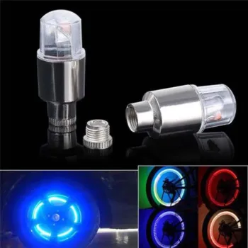 2pcs LED Tire Valve Stem Caps Neon Light Auto Accessories Bike Bicycle Car Auto Waterproof Youthful Cycling Exercise Flashlight