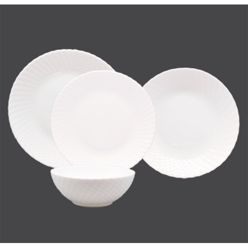 Round White Jade Dinner Sets For 24