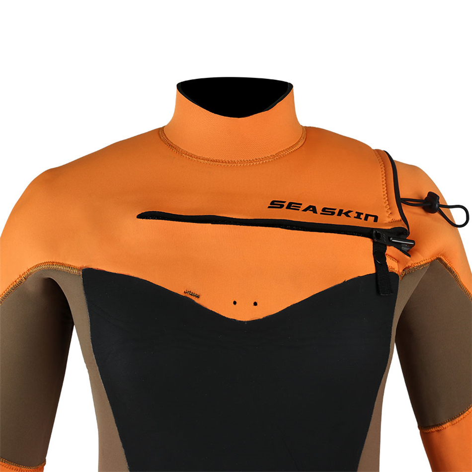 Seaskin wanita 5/4mm dada zip satu bahagian wetsuit