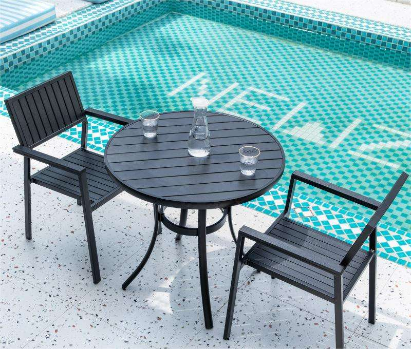 Sturdy aluminum-plastic wood round table