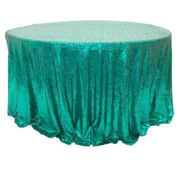 120 Inch Sequin Tablecloth - Green Glitz Table Linen (Christmas Green)