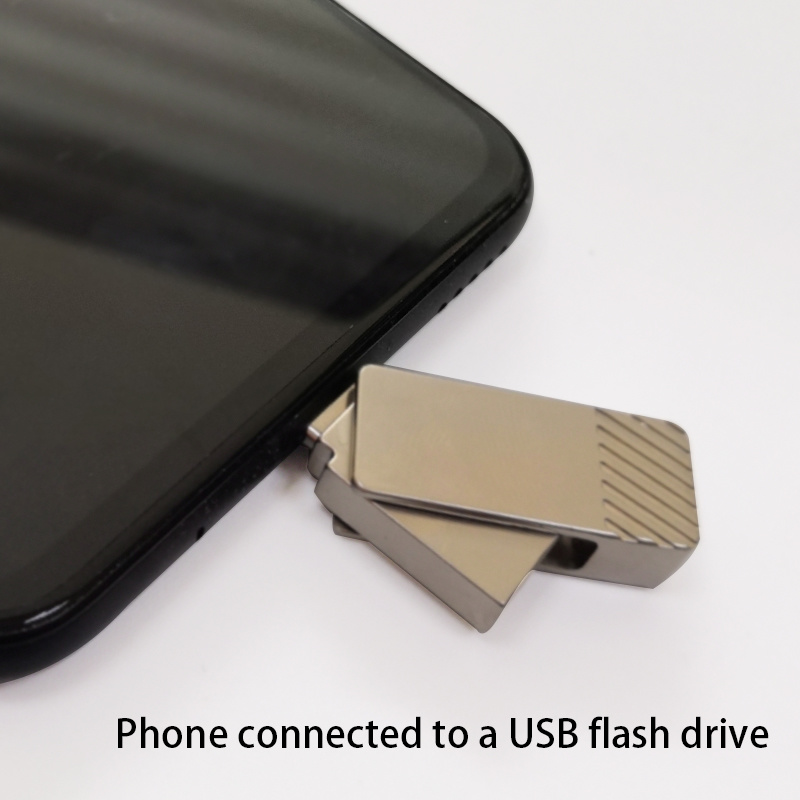 Ổ đĩa flash USB kim loại xoay đen