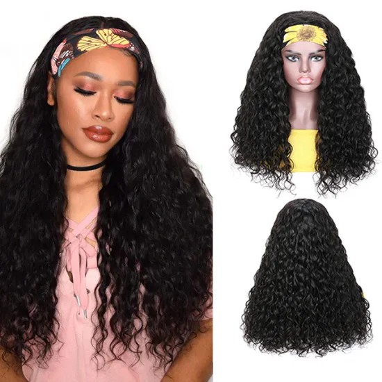 wholesale machine made wig long Jerry kinky Curly  black color hair headband wig vendor cheap Synthetic hair Wig For Black Women