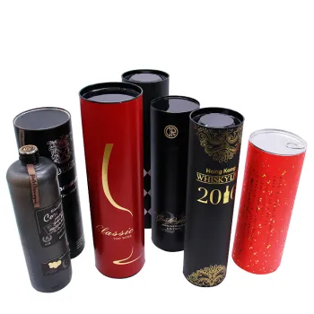 Whiskey paper tube packaging box with metal lid