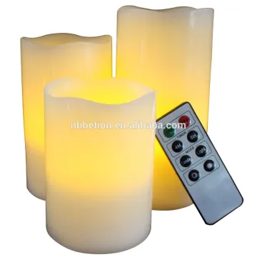 LED Lytes Battery Operated Flameless Unscented Ivory Wax & Amber Yellow Flame Candles with Remote