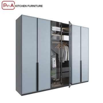 PINAI Portable Wooden Easy Assemble Sunmica 6 Door Open Wardrobe