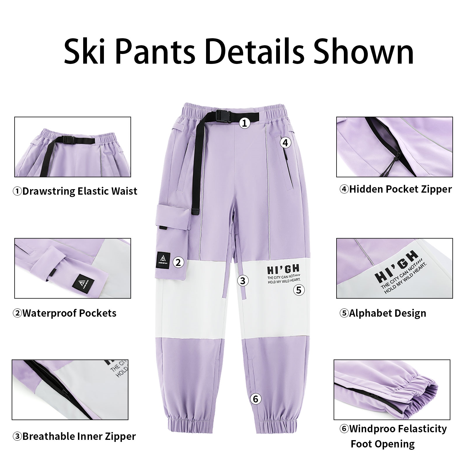 purple ski pants