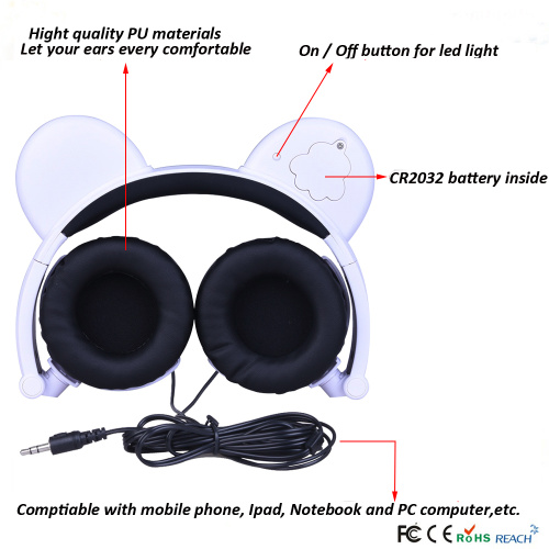Original LED Novelty Promotional Bear ear Headphones