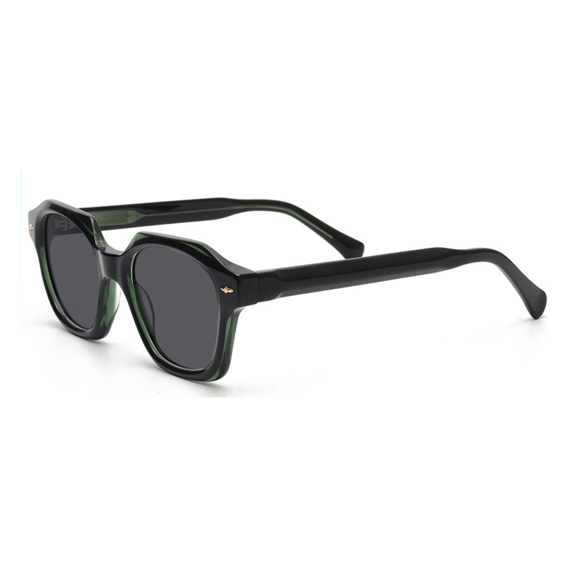 Round Acetate Black Sunglasses