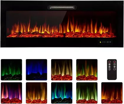Hot sale 50 inch 9 colors flame portable dimplex mirror electric fireplace heater for indoor
