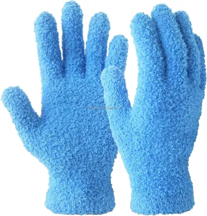 Durable Microfibre Plant Dusting Gloves with Coral Fleece Warm Mitt for Housework and Auto Dusting Cleaning