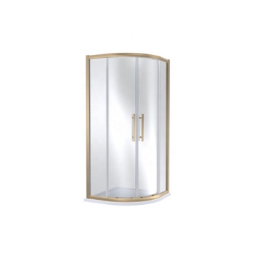 PTB 8mm Quarter-circle Modern Classic Tempered Glass Bath Door with Brushed Brass Frame