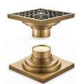 Bathroom retro square 10cm antique copper color brass deodorant floor drain