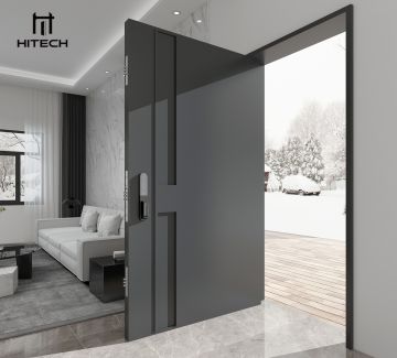 Hurricane-Proof Solid Wooden Exterior Doors with Modern Aluminium Front Entry Security Pivot Doors for Houses