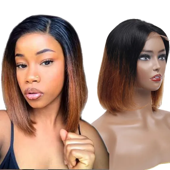 SPARK 1B/30 Ombre Color Lace Front Wigs Human Hair for Women Short Bob 4x4 Lace Closure Straight Brazilian Remy Hair Wigs With