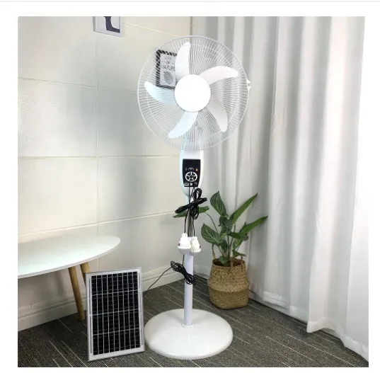 16 Inch Solar-Powered Standing Fan with 5 Blades: Ideal for Home and Office Cooling
