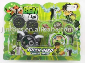 Plastic Toy,BEN10 Film Roll Enginery&amp;Flying Disk with Light &amp; IC