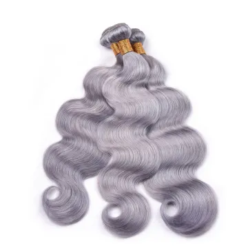 Silver Straight Human Hair Weave Pure Gray Color  Human Hair Weave Bundles, Raw virgin Brazilian Cuticle Aligned Hair