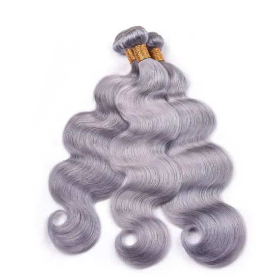 Silver Straight Human Hair Weave Pure Gray Color  Human Hair Weave Bundles, Raw virgin Brazilian Cuticle Aligned Hair