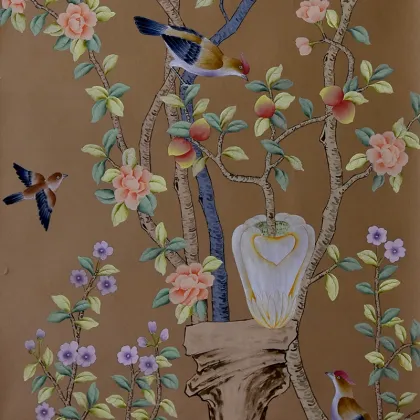 Brown natural hand-painted wallpaper