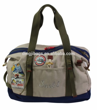 Durable fashion canvas duffel overnight bag