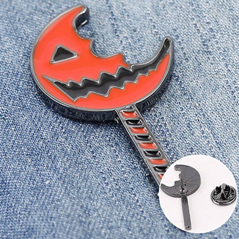 Cute Funny Halloween Lantern Pins Brooches Orange Enamel Pumpkin Monster Brooch Pumpkin Lantern Lapel Pin Punk Jewelry Kids Gift