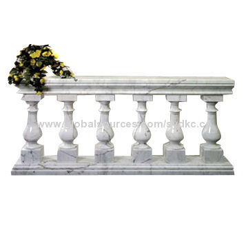Carved stone white and black balcony railing porch balusters