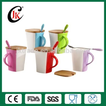 Wholesale square oktoberfest ceramic mug with wood lid