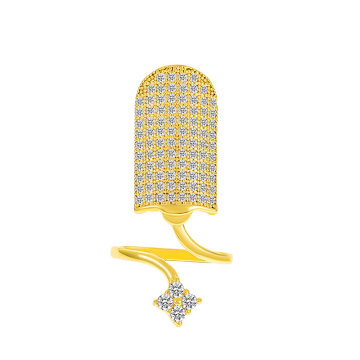 Wholesale Gold Plated Fingernail Rings with Full Diamond Accents: Stylish Manicure Jewelry for Women