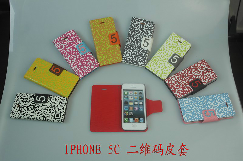 Phone Case for iPhone 5c ,New Disgin Qr Code Leather Case