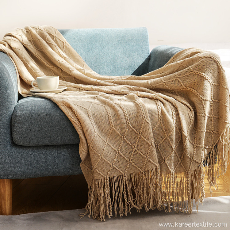 Super Soft Textured Solid Decorative Throw kintted Blanket