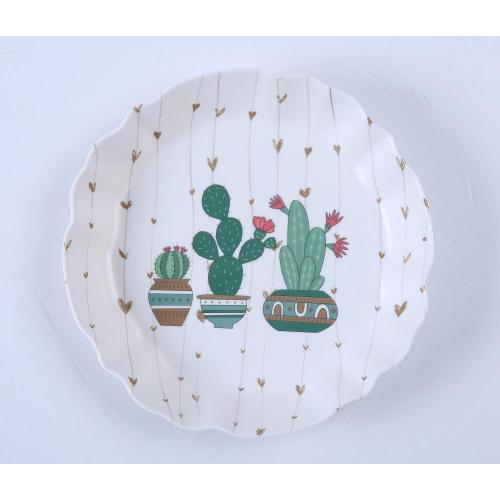 Natural leaf design pattern wave round serving tray