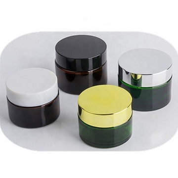 Transparent Glass Scrub Jar - White Gold Lid, 2oz/5ml/200g Cosmetic Cream Container