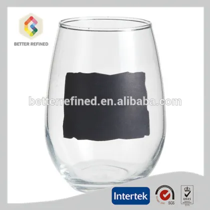 Hand Made Egg Shaped Holdings Chalkboard Stemless Wine Glass