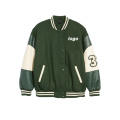 Green Ladies Leather Baseball Jacket