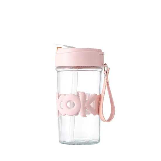 Glass sippy cup Clear glass glass Portable and convenient Juice cup high appearance level Office flower tea cup Simple leisure