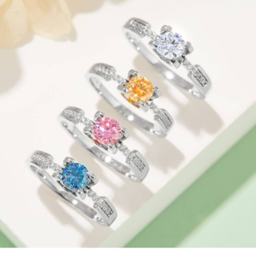 Χονδρική 0.5 CT Silver Silver Moissanite γαμήλια δαχτυλίδια με μοντέρνο σχεδιασμό