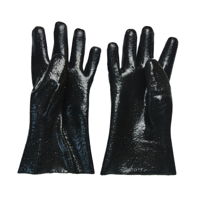 Black pvc labor protection glove chemical resistant