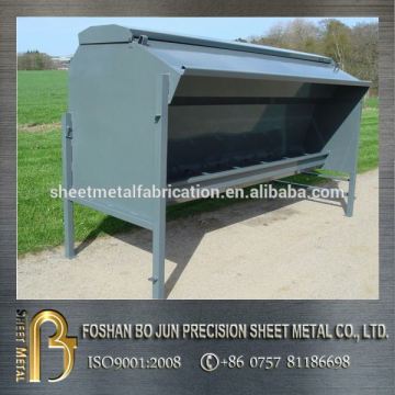 custom steel food and water feeders for farm animal sheet metal poultry feeder fabrication