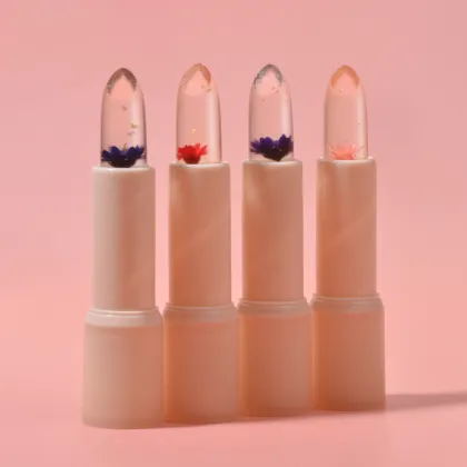 Custom Clear Pink Jelly Lipstick Moisturizer - Warm Color Changing Flower Lip Balm