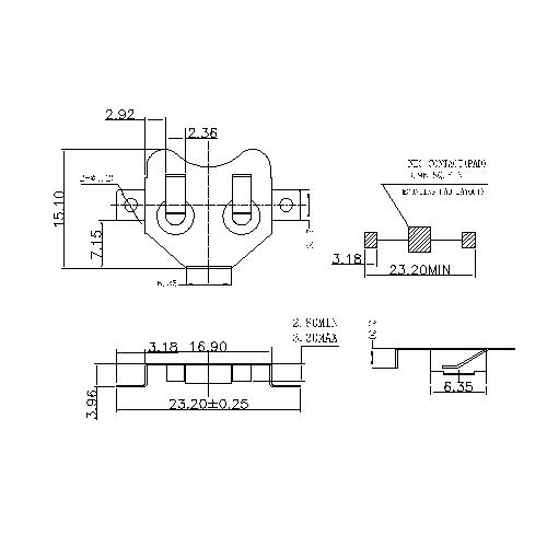 Battery Contacts FOR CR1632A BS-M-SI-R-CR1632A