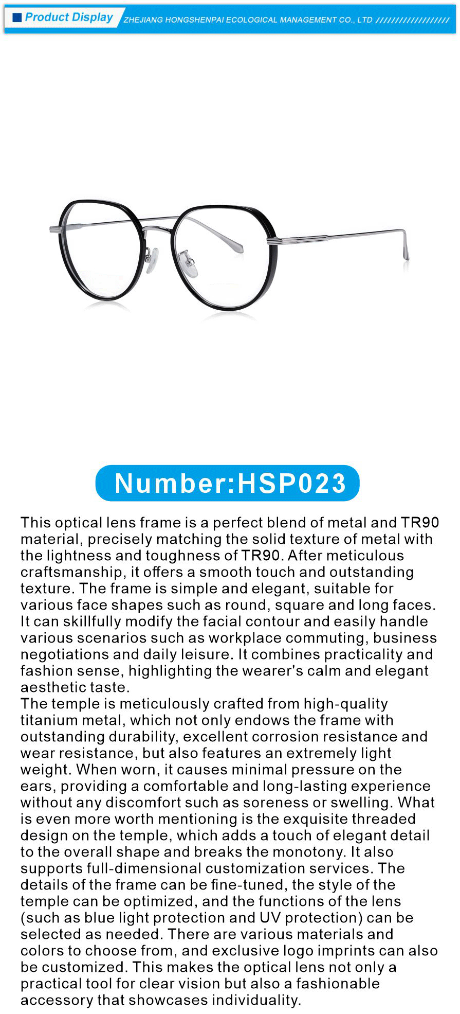 TR90 and Metal Hybrid Optical Glasses