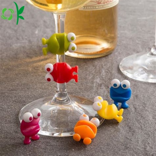 FDA Lucu Silicone Wine Glass Marker untuk Partai