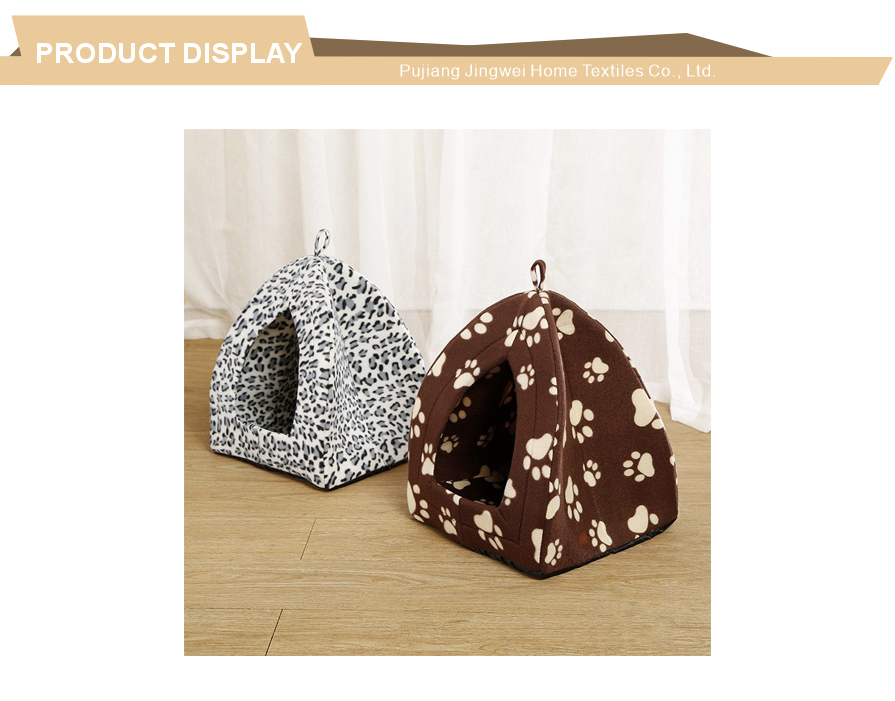 Warm cave style printed kitten sleeping hut