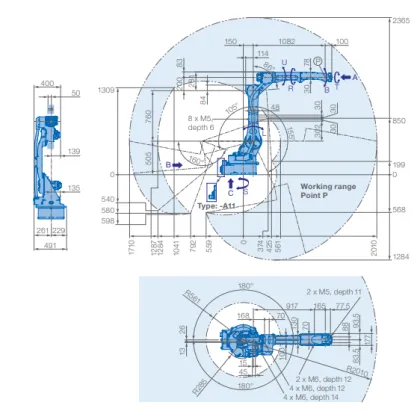 6 Axis Mag Mig Welding Robot Motoman AR2010 with RD350S Welding Machine