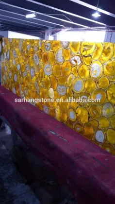 Yellow Agate Backlit Semiprecious Stone